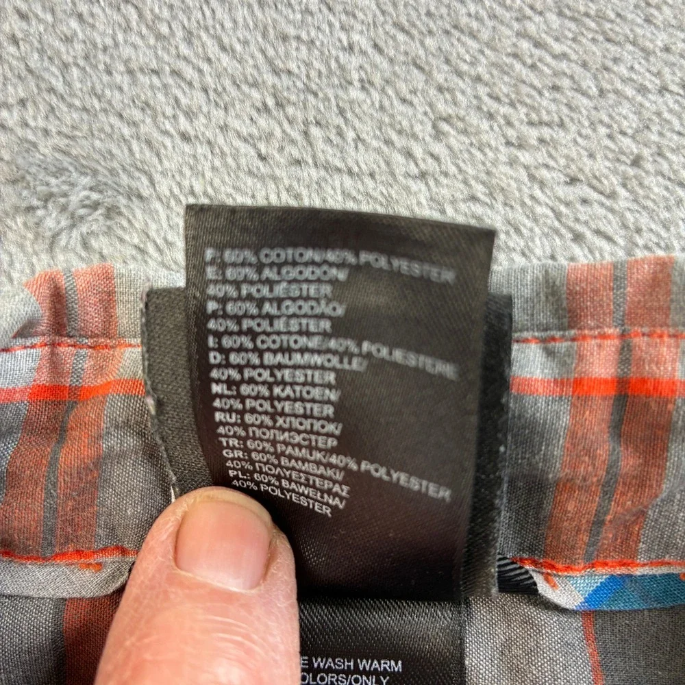 The North Face Men's Small Short Sleeve Plaid‎ Snap Front Western Shirt Orange